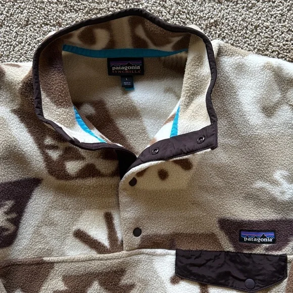 Patagonia Synchilla Fleece Pullover - Cream and Brown - Picture 2 of 3
